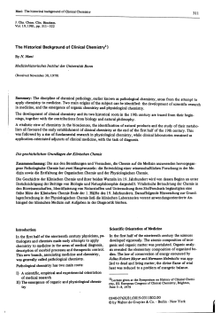The Historical Background of Clinical Chemistry1)