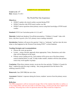 The World War One Experience - Student Teaching Portfolio: Ben