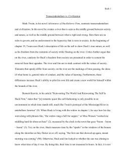 Transcendentalism vs. Civilization Mark Twain, in his