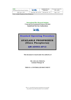 AVAILABLE PHOSPHORUS (Olsen Phosphorus)