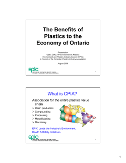 The Benefits of Plastics to the Economy of Ontario