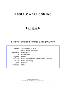 1 800 flowers com inc - Nasdaq`s INTEL Solutions