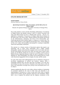 Questioning Secularism: Islam, Sovereignty, and