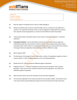 Class: 12 Subject: Biology Topic: Evolution No. of