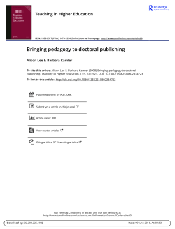 Bringing pedagogy to doctoral publishing