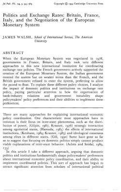 Politics and Exchange Rates: Britain, France, Italy, and the