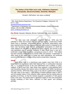 The status of the Niah cave crab, Adeleana chapmani (Decapoda