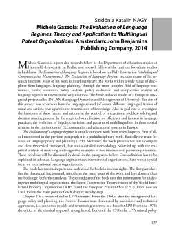 The Evaluation of Language Regimes. Theory