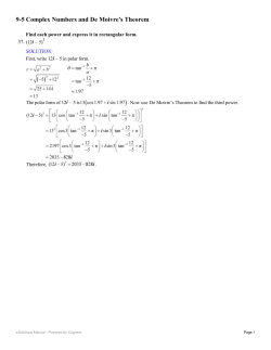 9-5 Complex Numbers and De Moivre`s Theorem