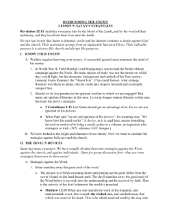 OVERCOMING THE ENEMY LESSON 5: SATAN`S STRATEGIES