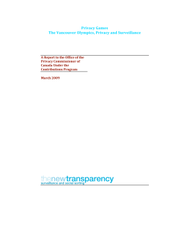 Privacy Games: The Vancouver Olympics, Privacy and Surveillance