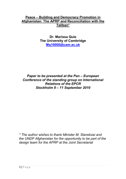 Peace &ndash; Building and Democracy Promotion in Afghanistan: The