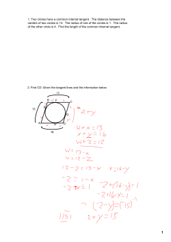 1. Two circles have a common internal tangent. The distance