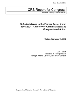 US Assistance to the Former Soviet Union 1991
