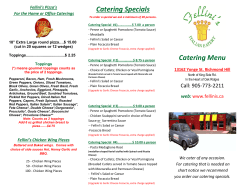 Catering Specials Catering Menu