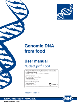 NucleoSpin Food Genomic DNA Isolation User Manual