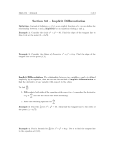 Section 3.6 &ndash; Implicit Differentiation