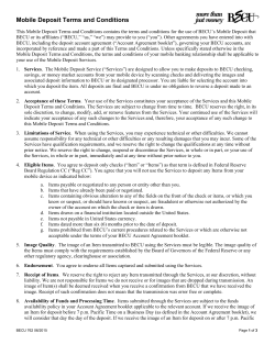 Mobile Deposit Terms and Conditions