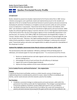 Quebec Provincial Poverty Profile