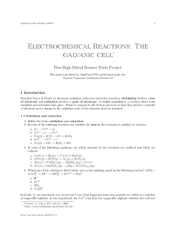 Electrochemical Reactions: The galvanic cell