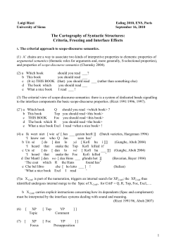 The Cartography of Syntactic Structures: Criteria, Freezing and