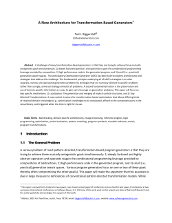 A New Architecture for Transformation-Based Generators