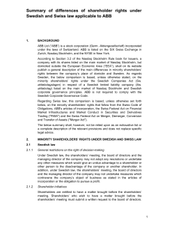 Summary of differences of shareholder rights under