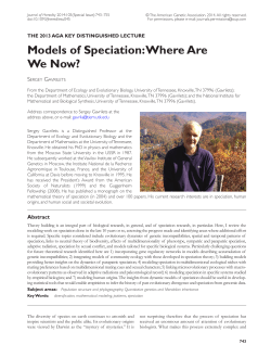 Models of Speciation: Where Are We Now?