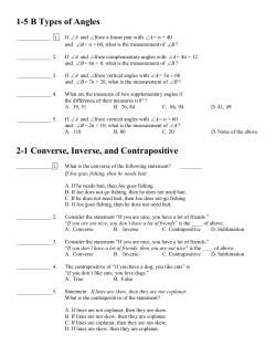 2-1 Converse, Inverse, Contrapositive