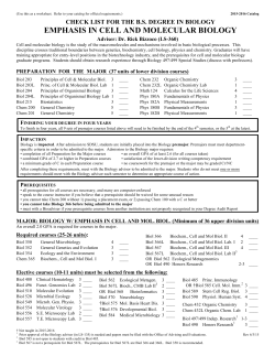 Emphasis in Cellular and Molecular Biology