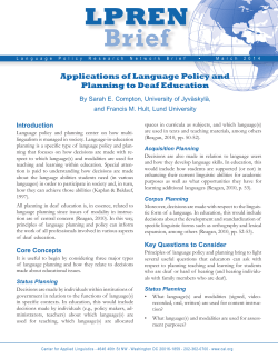 Applications of Language Policy and Planning to Deaf Education