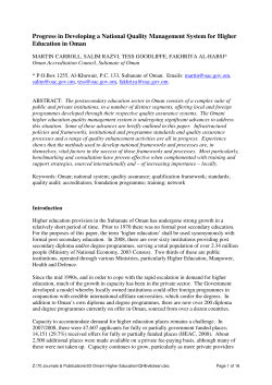 Progress in Developing a National Quality Management System for