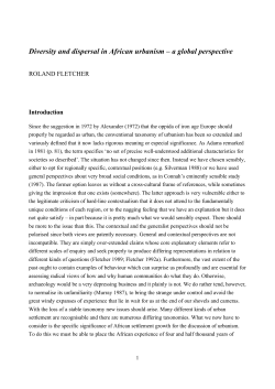 Diversity and dispersal in African urbanism &ndash; a global perspective