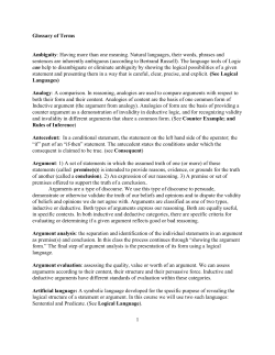 Glossary of Terms Ambiguity: Having more than one meaning