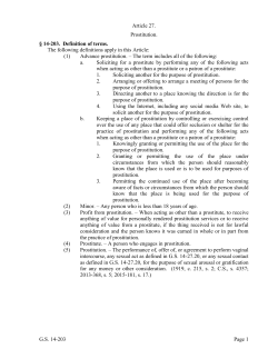 G.S. 14-203 Page 1 Article 27. Prostitution. &sect; 14