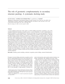 The role of geometric complementarity in secondary structure