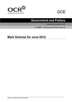 Mark scheme F851 - Contemporary politics of the UK - June