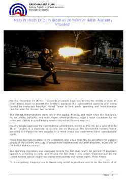 Mass Protests Erupt in Brazil as 20 Years of Harsh Austerity Imposed