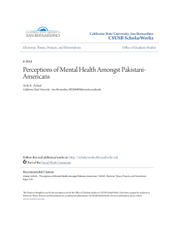 Perceptions of Mental Health Amongst Pakistani