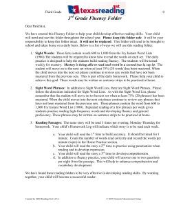 rd Grade Fluency Folder