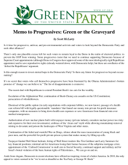 Memo to Progressives: Green or the Graveyard, 2011