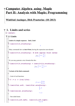 Computer Algebra using Maple Part II: Analysis with Maple