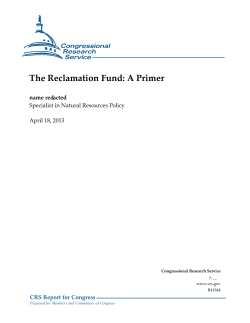 The Reclamation Fund: A Primer