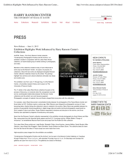Exhibition Highlights Work Influenced by Harry Ransom Center`s