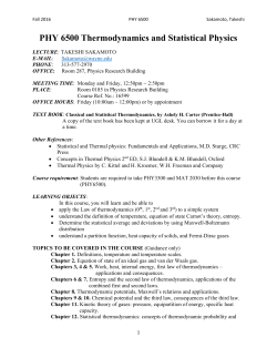 PHY 6500 Thermodynamics and Statistical Physics