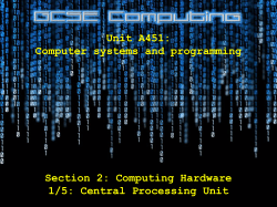 Unit A451: Computer systems and programming Section 2