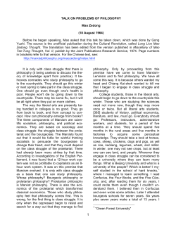 Mao Zedong, "Talk On Questions Of Philosophy,"