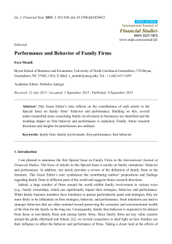 Performance and Behavior of Family Firms