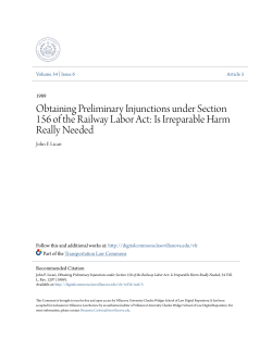Obtaining Preliminary Injunctions under Section 156 of the Railway