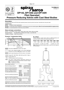 DP143, DP143G and DP143H Pilot Operated Pressure Reducing